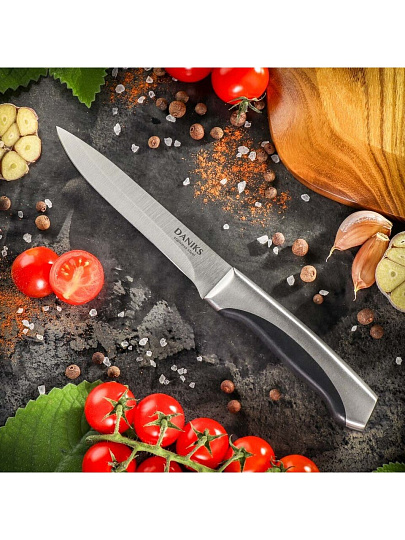 Нож кухонный Daniks, Мрамор, универсальный, нержавеющая сталь, 12.5 см, рукоятка сталь, YW-A156-UT
