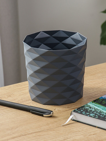 Кашпо пластик, 1.5 л, 14х13 см, серое, La Decoro, Диамант, КШ-3532