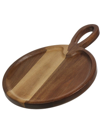 Блюдо акация, круглое, 25х35х2 см, с ручкой, Катунь, GR-PL-02