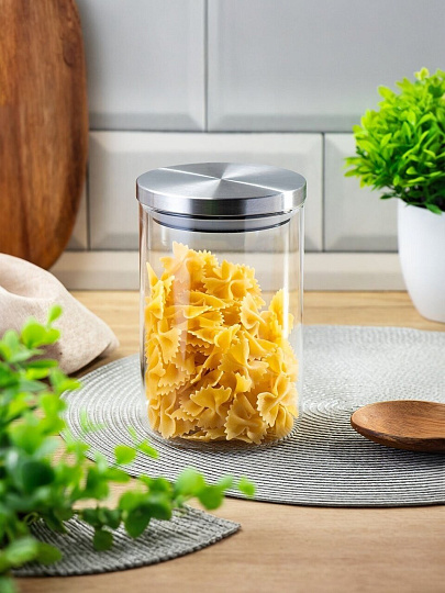 Банка для сыпучих продуктов, стекло, 1.1 л, 10х15 см, с крышкой, Нью-Йорк, Y6-6497