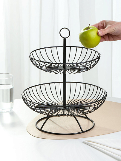 Ваза для фруктов, 2 яруса, на ножке, 30х30х48 см, Y4-8701