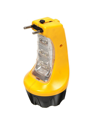 Фонарь ручной, встроенный аккумулятор, зарядка от сети 220 В, черно-желтый, 4+6 LED, SPE17194-4