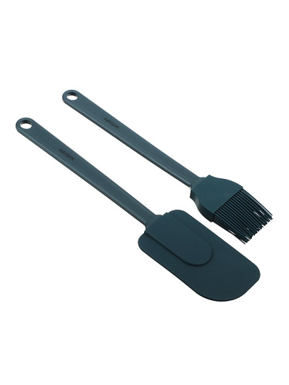 Набор кухонных принадлежностей кулинарный, 2 предмета, силикон, навеска, зеленый, Satoshi, Ривьера, 881-292, кисточка, лопатка