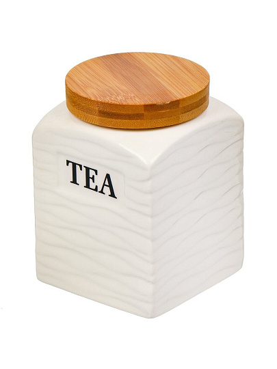 Банка для сыпучих продуктов, керамика, 3 шт, с крышкой, на бамбуковой подставке, Y6-6465