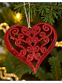 Набор елочных украшений Сердце, 2 шт, красный, 9.5х10.8 см, пластик, SYLKGJD-4822092CP - фото 2
