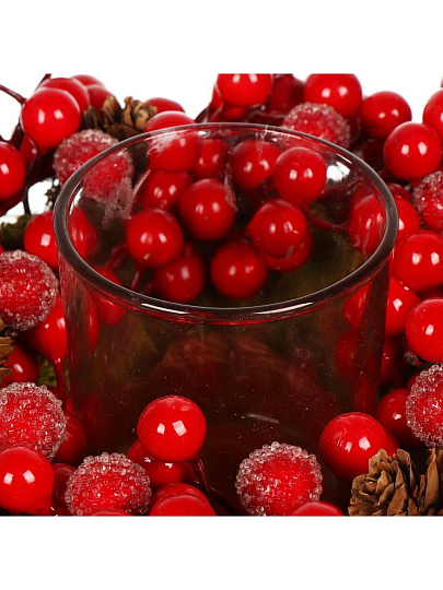 Подсвечник 1 свеча, 24 см, с ягодами, для свечи до 9 см, SYSGZSA-4623021