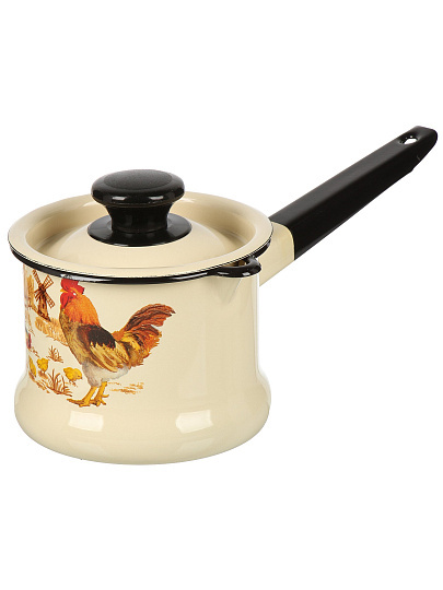 Ковш сталь, эмал, 1 л, сталь ручка, индукц, Керчь, Подворье, 90204-072/4, слоновая