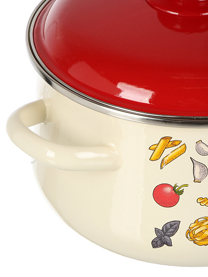 Кастрюля эмалированная сталь, 4 л, крышка сталь, коническая, Appetite, Pasta Italian, 1с46я, индукция