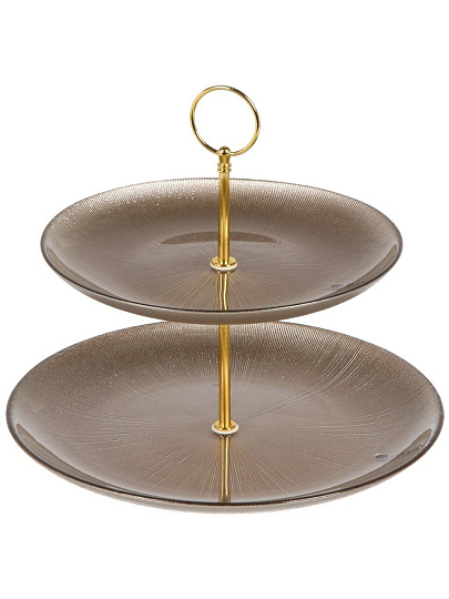 Ваза для фруктов, 2 яруса, стекло, 21 см, 27 см, Daniks, Золото