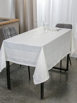 Скатерть 140х180 см, 100% полиэстер, водонепроницаемая, белая, A170085