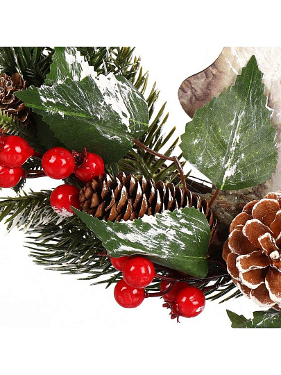Композиция новогодняя подвесная 37 см, с ягодами и шишками, SYSGZSB-4623141
