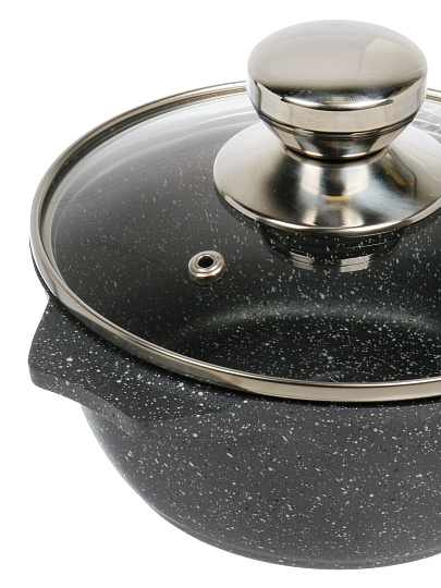 Кастрюля алюминий, антипригарное покрытие, 1 л, крышка стекло, Мечта, Гранит, 41701