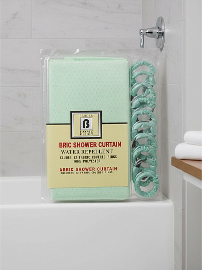 Штора для ванн 180х180 см, ПЭ, Мята однотонная, с кольцами, Y4-11141