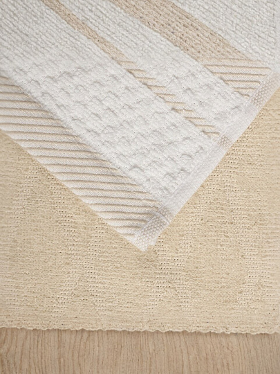 Набор полотенец кухонных 2 шт, 30х50 см, махровый, 100% хлопок, 400 г/м2, Silvano, Piano, бело-бежевый, Узбекистан