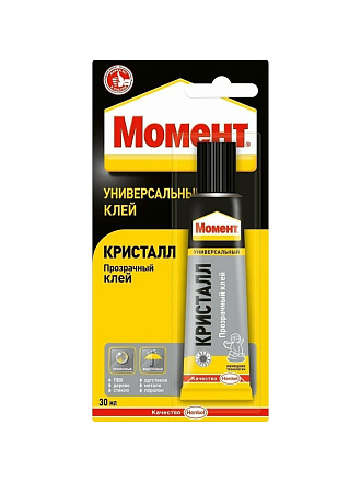 Клей Момент, универсальный, прозрачный, водостойкий, однокомпонентный, 30 мл, 873873, Кристалл