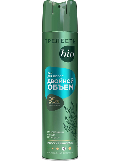 Лак для волос Прелесть Био, Объем и Сила, сверхсильная фиксация, 210 мл, с морскими минералами