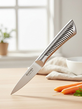 Нож кухонный Daniks, Optic, для овощей, нержавеющая сталь, 8.5 см, рукоятка сталь, YW-A245-PA