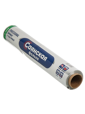 Фольга пищевая алюминий, 29х100 м, 9 мкм, Саянская, 6590