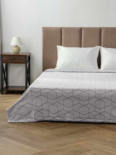 Плед 200х240 см, микрофибра, 100%пэ, 280г, Silvano, Геометрия, серый