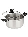 Кастрюля нержавеющая сталь, 5.5 л, крышка стекло, круглая, Daniks, WT-C334- 24CA, индукция - фото 5