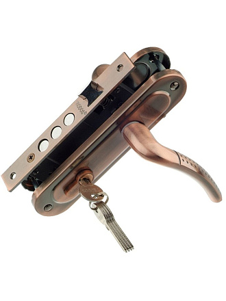 Замок врезной Trodos, 61/106 3RB AB, 202084, ручка в комплекте, цилиндровый, медь