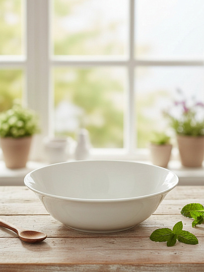 Салатник фарфор, кругл, 15 см, 0.36 л, Круглый Белый, Дулевский фарфор, 10159