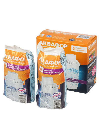 Картридж для фильтра-кувшина Аквафор, B6, 2 шт, доочистка, умягчение воды