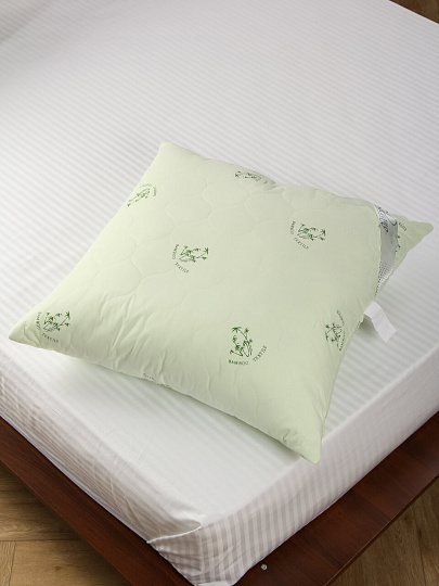 Подушка 70 х 70 см, лебяжий искусственный пух, Бамбук, тик, 100% хлопок, Silvano, ПБ-77ЛП