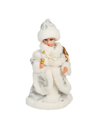 Фигурка декоративная Снегурочка, 30 см, движение, музыка, на батарейках 3АА, белая, Y4-9448