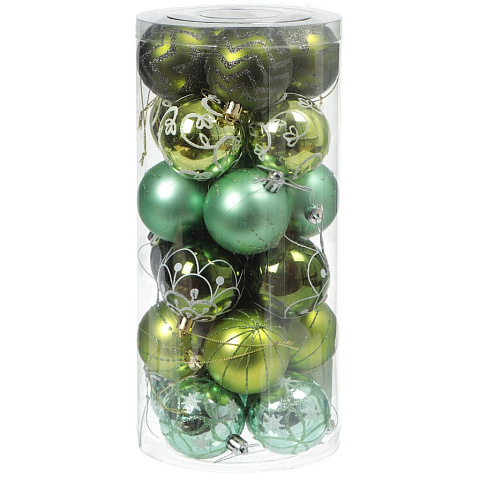 Елочный шар 24 шт, зеленый, 6 см, пластик, SY18CBB-317