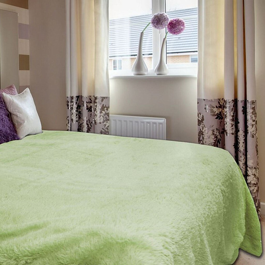 Плед евро, 220х240 см, искусственный мех, Buenas Noches, Длинный ворс, зеленый, 78526