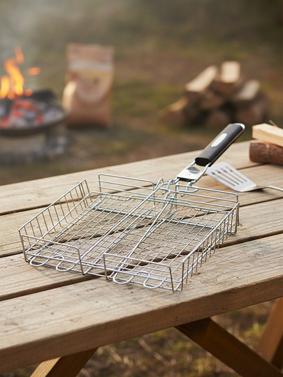 Решетка барбекю 310х240х55 мм, Гурман, хром, рукоятка резина, складная, 11100002-1(31-24)