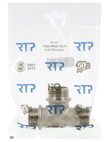 Тройник 3/4'', ш-ш-ш, никель, инд уп, РосТурПласт