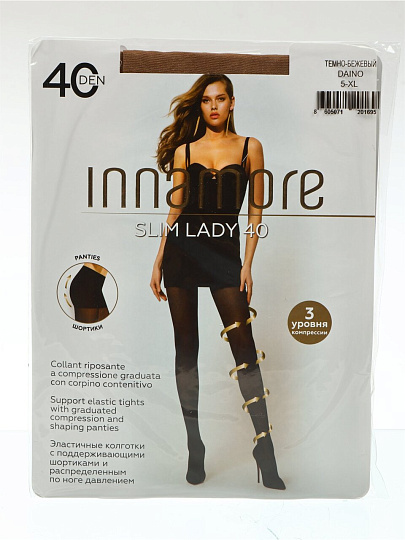 Колготки Innamore, Slim Lady, 40 DEN, р. 5, daino/загар, с шортиками