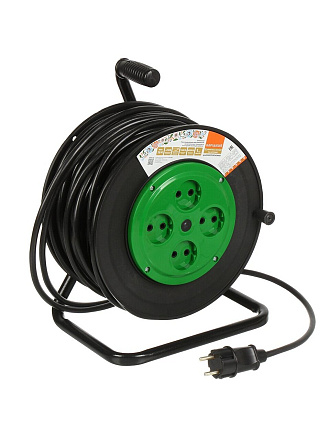 Удлинитель на катушке, 4 гнезда, 40 м, ПВС, 2х2.5 мм², без заземления, пластик, силовой, 4000 Вт, TDM Electric, SQ1307-0544