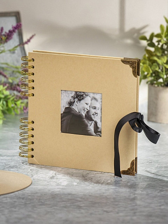Фотоальбом на кольцах крафтовый, 22.5х20.5 см, с ленточкой, бежевый, Y4-8794