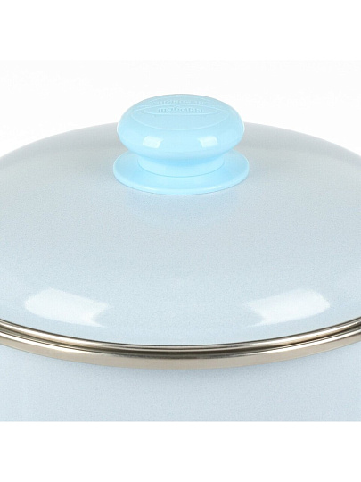 Кастрюля эмалированная сталь, 4 л, крышка сталь, цилиндрическая, Сибирские товары, 9MD201P, серо-голубая, индукция