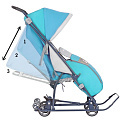 Санки-коляска Наши детки, НДТ3/4, выдвижные колеса, стальной каркас, козырек, регулируемая спинка, тент, бирюзовые, Nika - фото 3