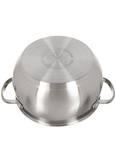 Кастрюля нержавеющая сталь, 2.8 л, крышка стекло, Daniks, Эмилия, CW-W075-18, индукция