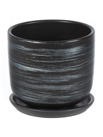 Горшок керамика, 0.9 л, 12х12 см, графит, Галактика №2, 008850