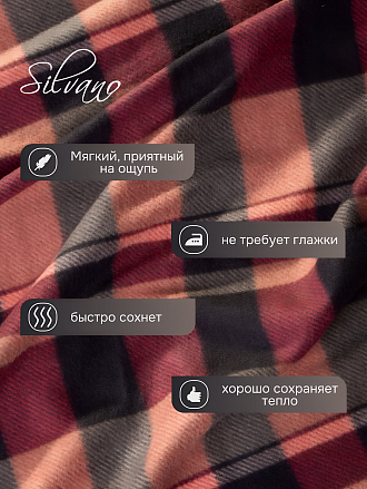 Плед 1.5-спальный, 130х170 см, флис, 100% полиэстер, Silvano, Клетка, кофейная дымка, AI-0104005