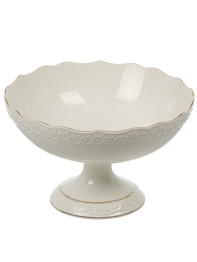 Ваза для фруктов, фарфор, на ножке, 20 см, Jewel, Кружево, ПС0009-14