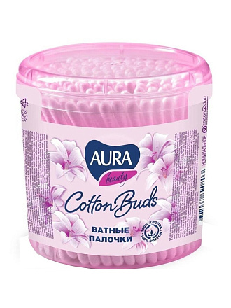 Ватные палочки 200 шт, стакан, Aura, Beauty