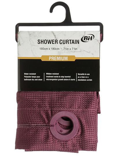 Штора для ванн 180х180 см, ПЭ, Однотонная графит, с люверсами, Y4-11159