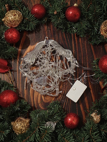 Гирлянда 100 ламп, 3х0.6 м, 8 режимов, Занавес, свет мультиколор, белая, в помещении, сетевая, SYDA-041938