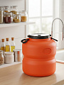 Канистра-бочка пластик, пищевая, 40 л, круглая, с ручками, оранжево-серая, М7599, Байкал, Альтернатива
