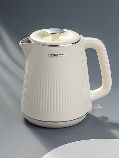 Чайник электрический RasheL, R-420-18, белый, 1.8 л, 1800 Вт, скрытый нагревательный элемент, нержавеющая сталь