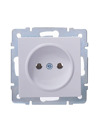 Розетка 1 гнездо, без заземления, 16 А, 220 В, пластик, IP20, белая, ПБТ, Lezard, Vesna, 742-0288-121B