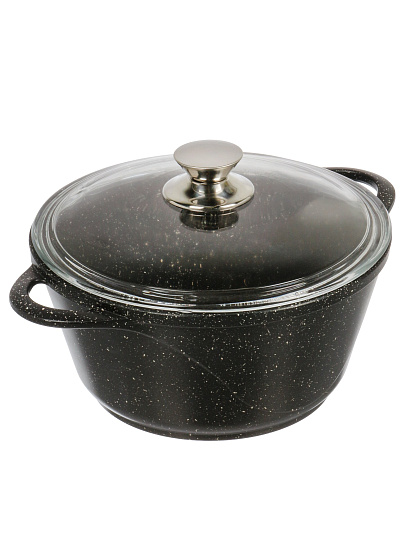 Кастрюля алюминий, антипригарное покрытие, 2 л, крышка стекло, Горница, Гранит, к2233аг
