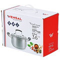 Кастрюля нержавеющая сталь, 3.6 л, крышка стекло, круглая, Vensal, Nouve Accord, VS1517, индукция - фото 6